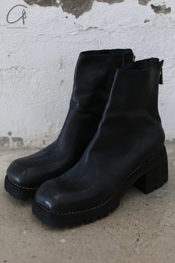 Guidi 9086 9086V soft horse leather back zipper square toe mid-calf boots Italy GD-9086V-BLKT